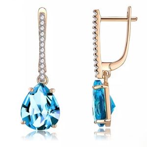 18K Gold Plated Blue and White CZ Earrings